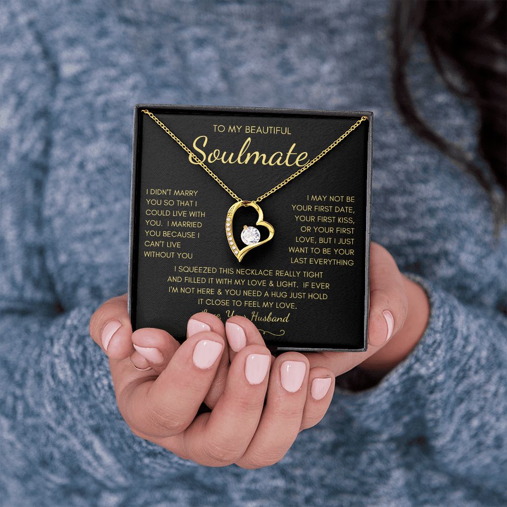 To My Beautiful Soulmate | Forever Love Necklace Yellow Gold Finish |  Soulmate gift, Anniversary gift, Gift for soulmate Wife necklace
