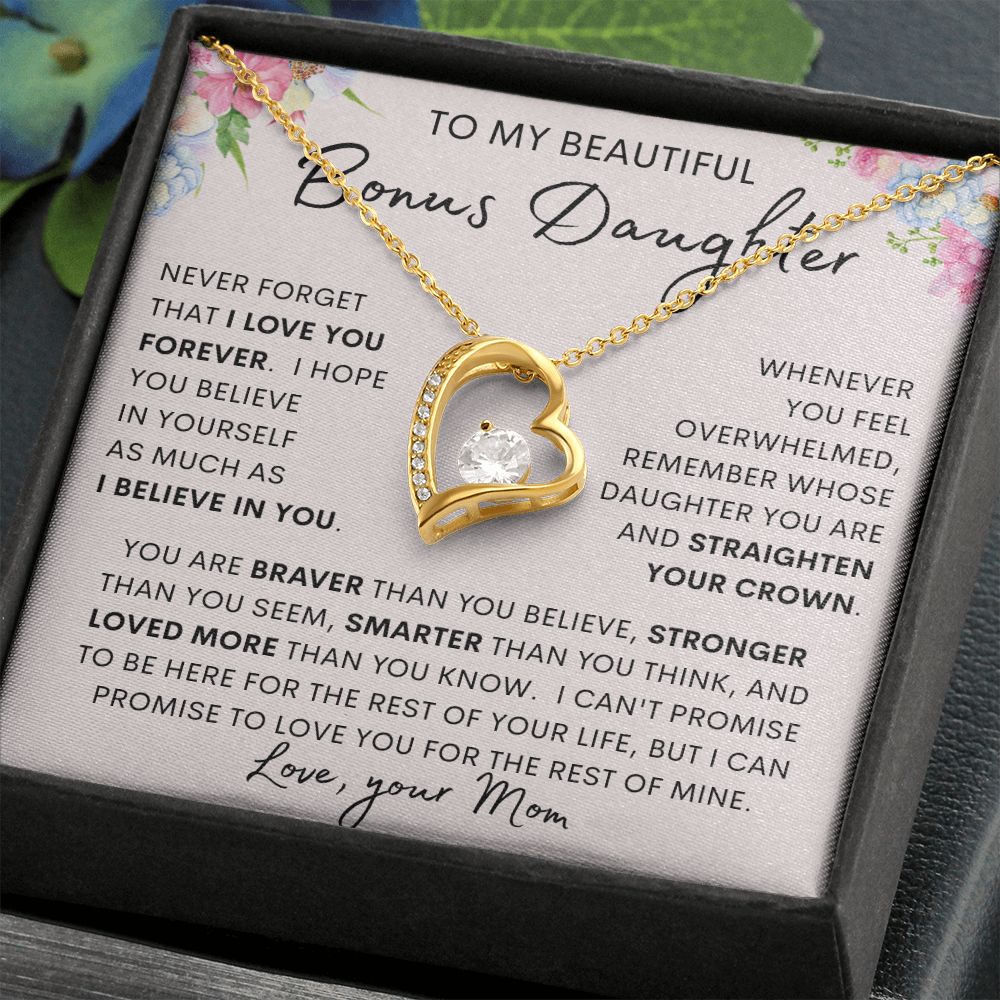 TO MY BONUS DAUGHTER | Daughter Necklace, Birthday Gift, Mother Daughter Gift, Gifts For Daughter, Gift From Mom