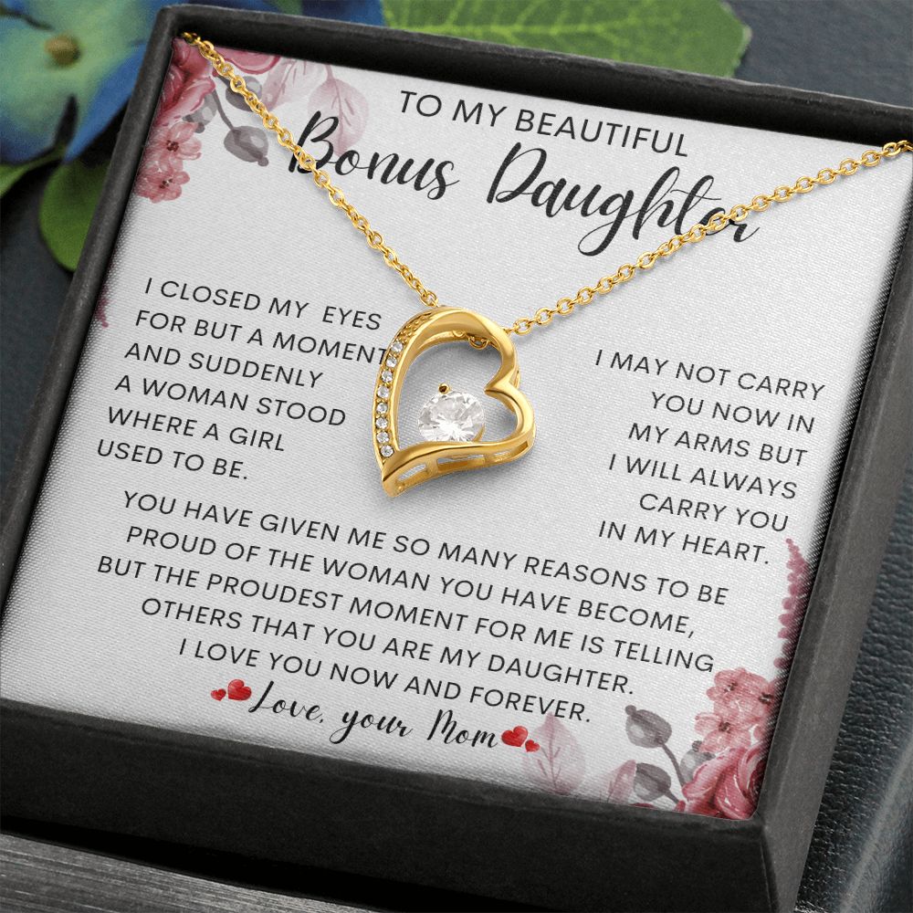 To My Beautiful Bonus Daughter | Gift For Daughter, Daughter Necklace, Birthday Gift