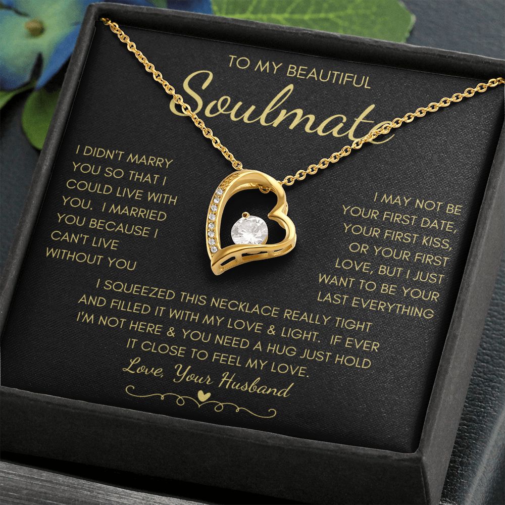 To My Beautiful Soulmate | Forever Love Necklace Yellow Gold Finish |  Soulmate gift, Anniversary gift, Gift for soulmate Wife necklace