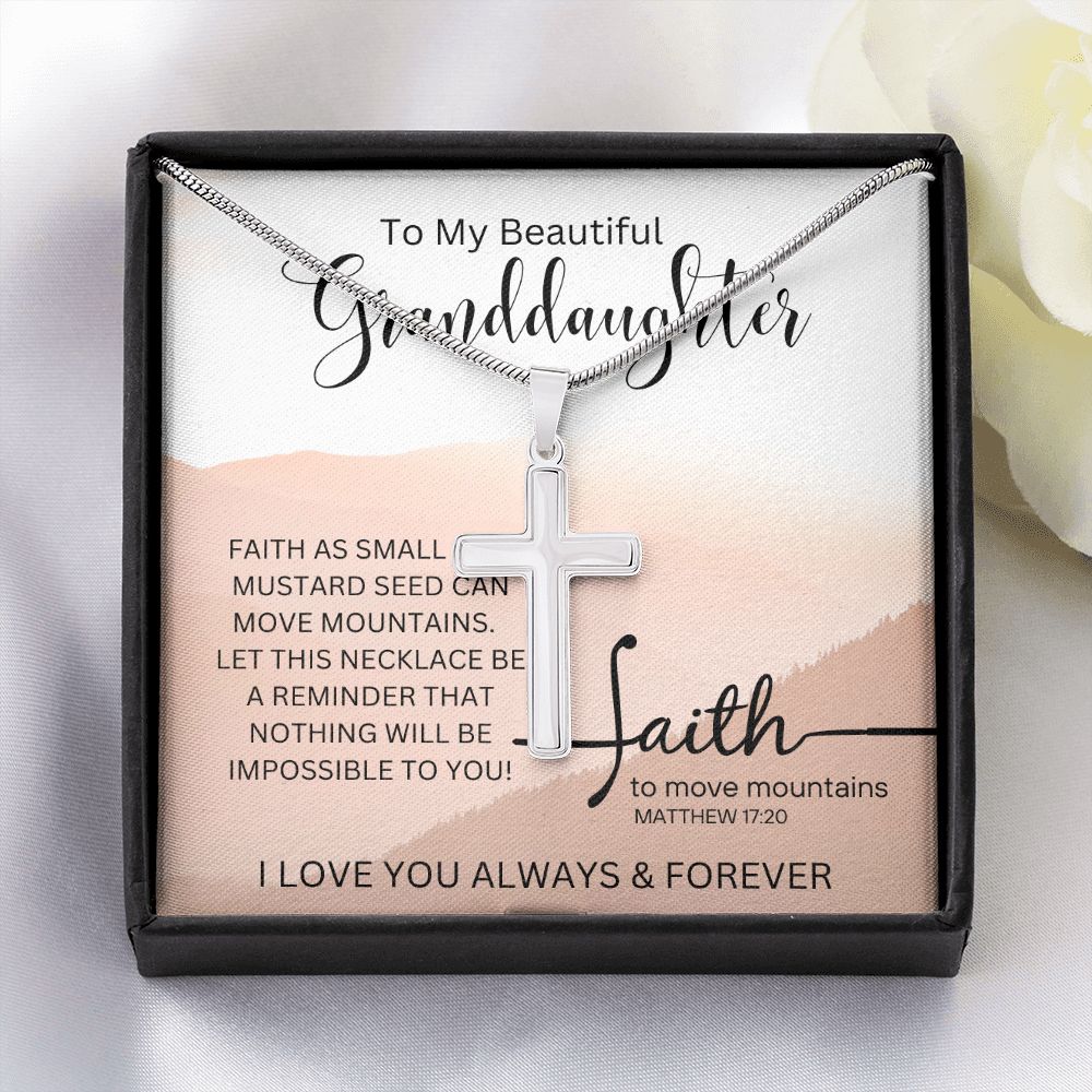 To My Beautiful Granddaughter | Stainless Steel Cross Necklace