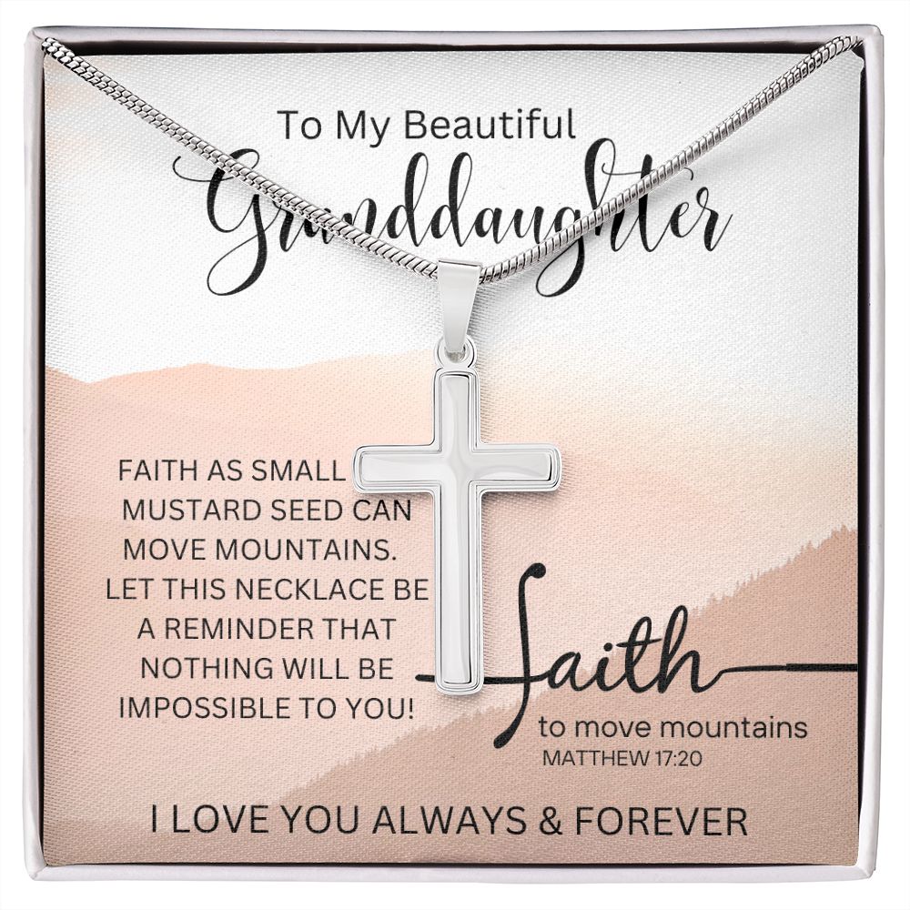 To My Beautiful Granddaughter | Stainless Steel Cross Necklace