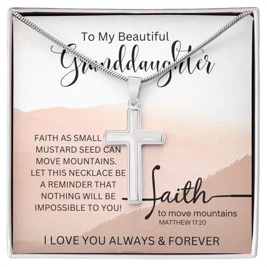 To My Beautiful Granddaughter | Stainless Steel Cross Necklace