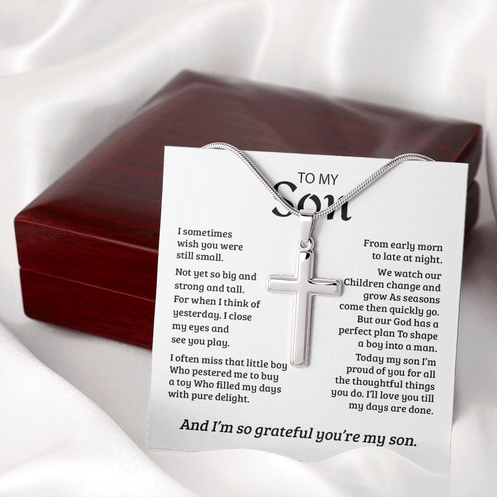 My Son | So Grateful - Stainless Steel Cross Necklace