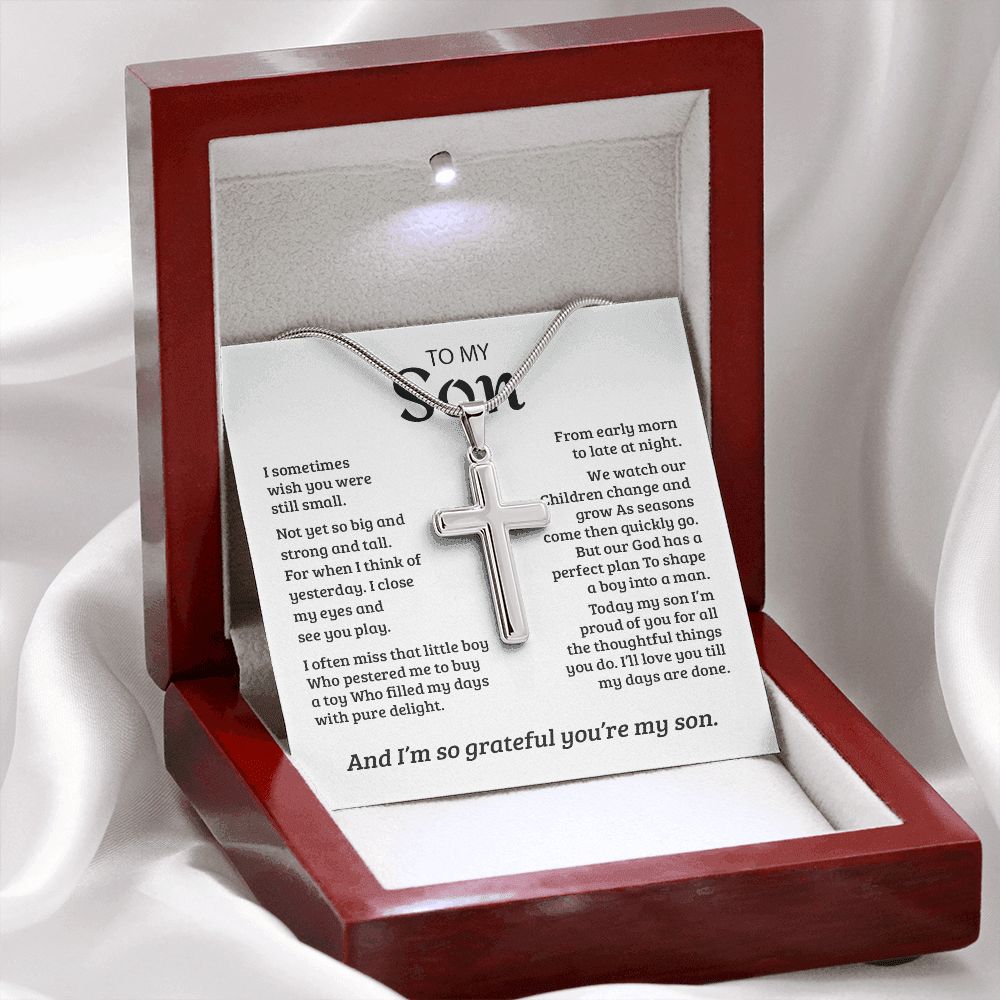 My Son | So Grateful - Stainless Steel Cross Necklace