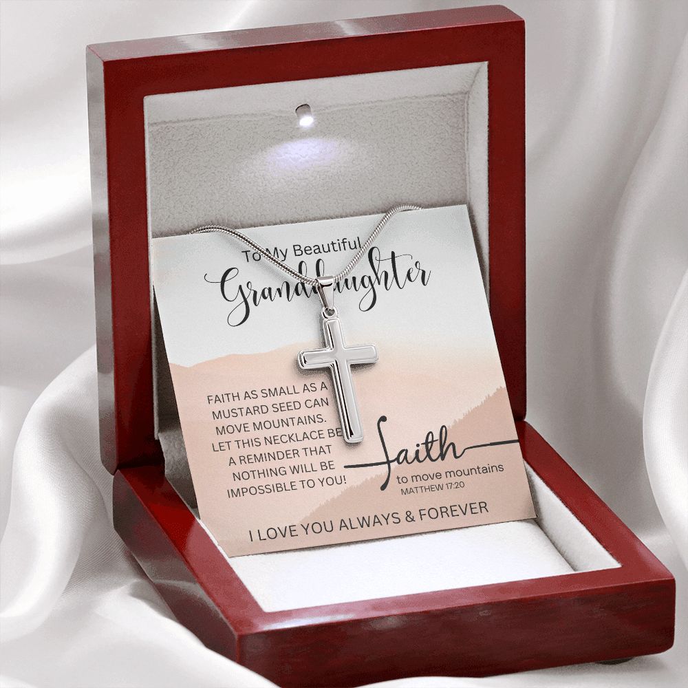 To My Beautiful Granddaughter | Stainless Steel Cross Necklace