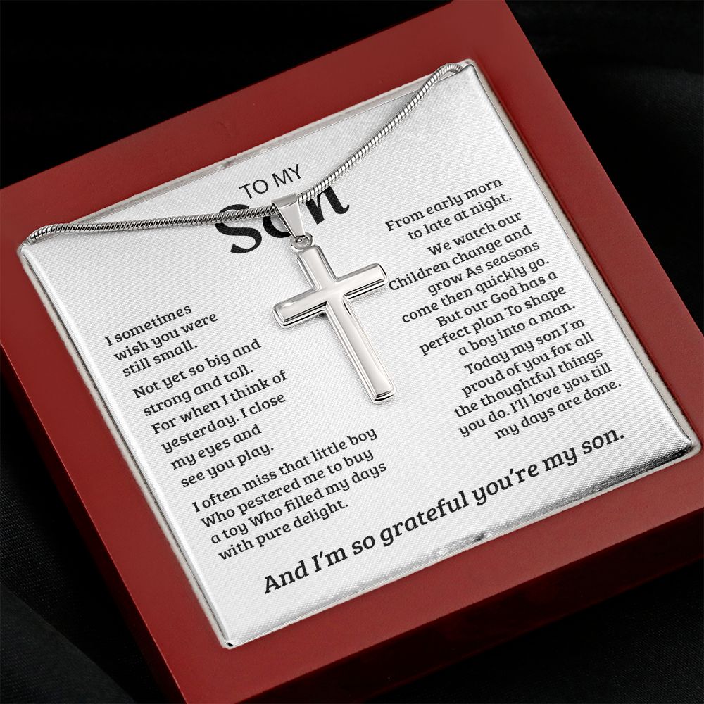 My Son | So Grateful - Stainless Steel Cross Necklace