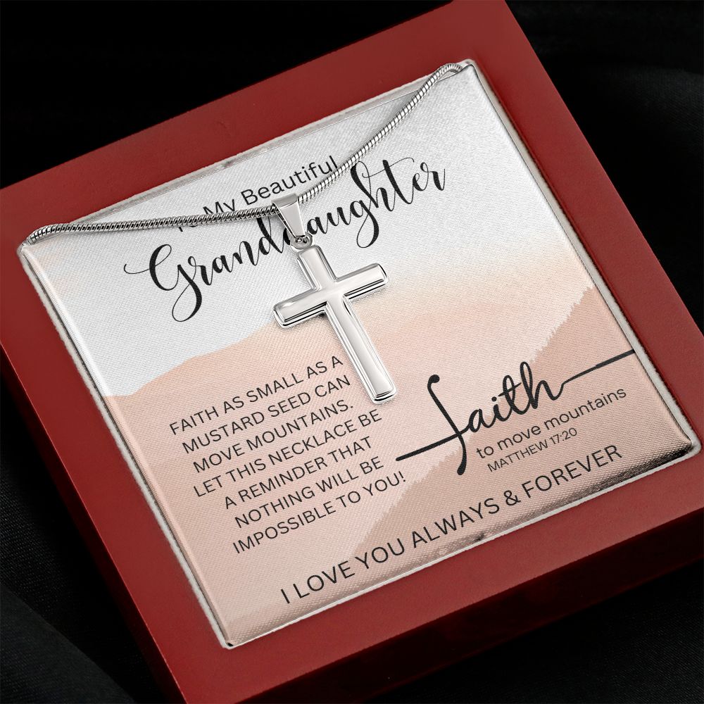 To My Beautiful Granddaughter | Stainless Steel Cross Necklace