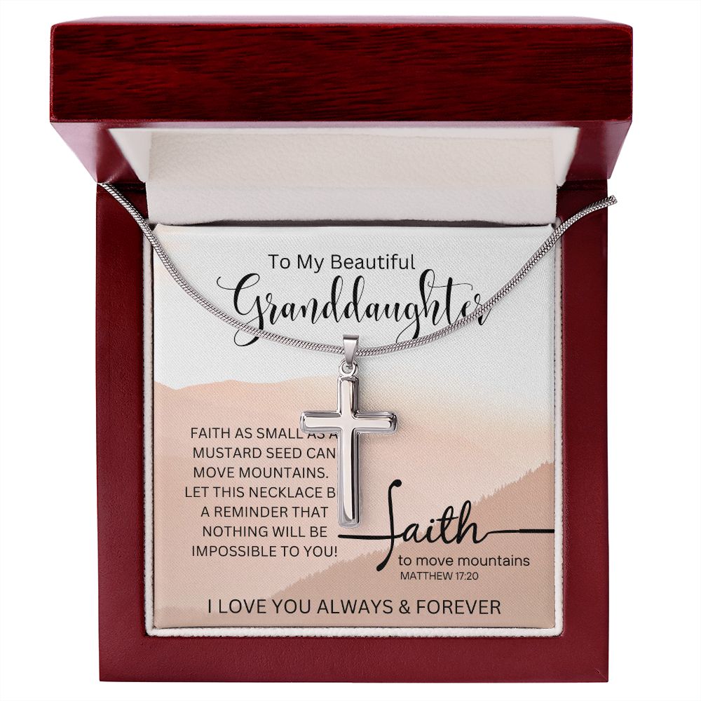 To My Beautiful Granddaughter | Stainless Steel Cross Necklace