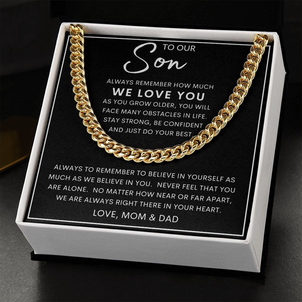 To Our Son | Cuban Link Chain To Our Son Bracelet, Son Birthday Gift, Gift To Our Son,Gifts For Him Gift for Son from Mom,To My Son Necklace