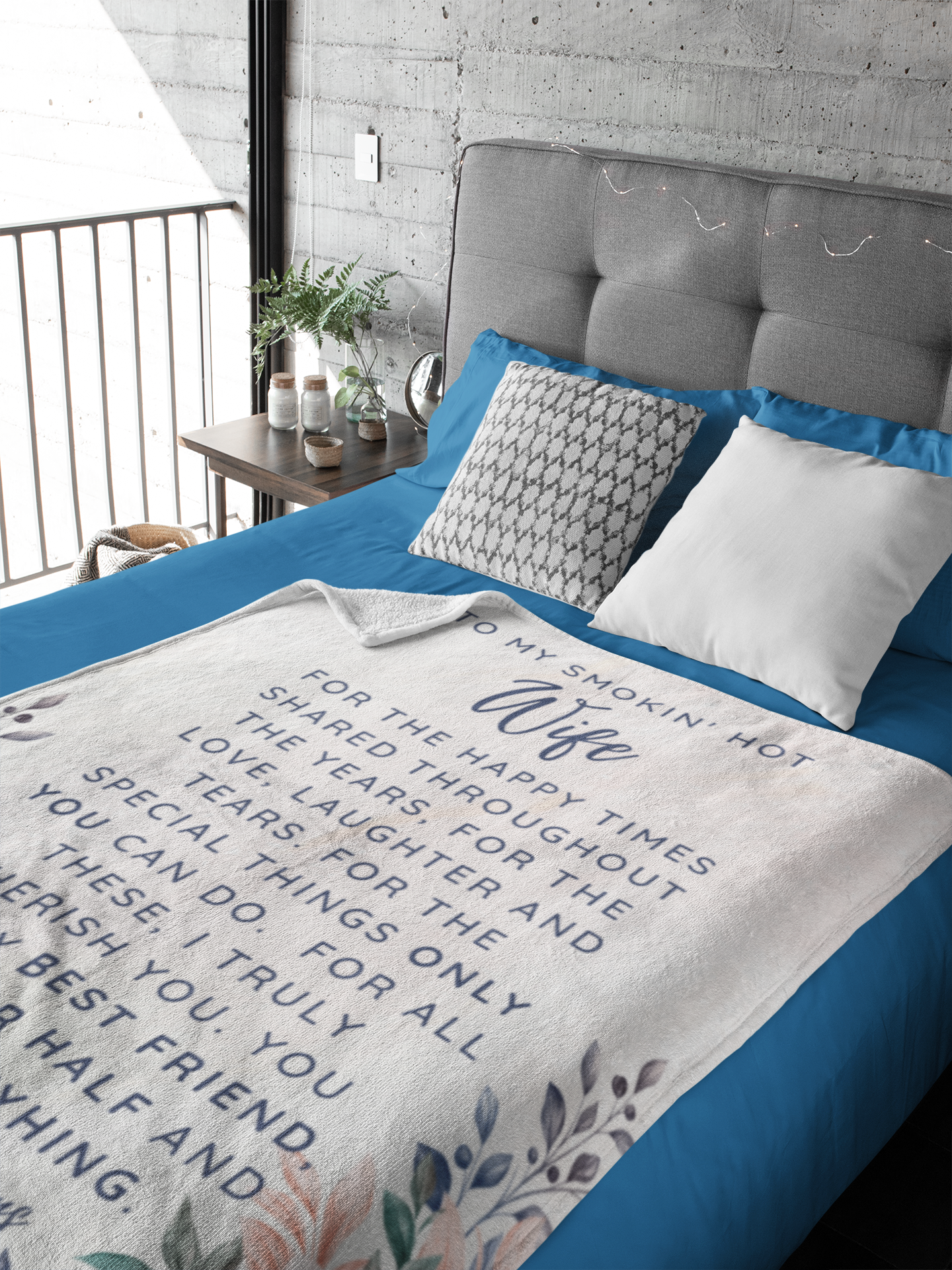 To My Smokin' Hot Wife | Cozy Plush Fleece Blanket - 30X40 | Gift from husband Wife birthday gift Wife anniversary Gift for wife