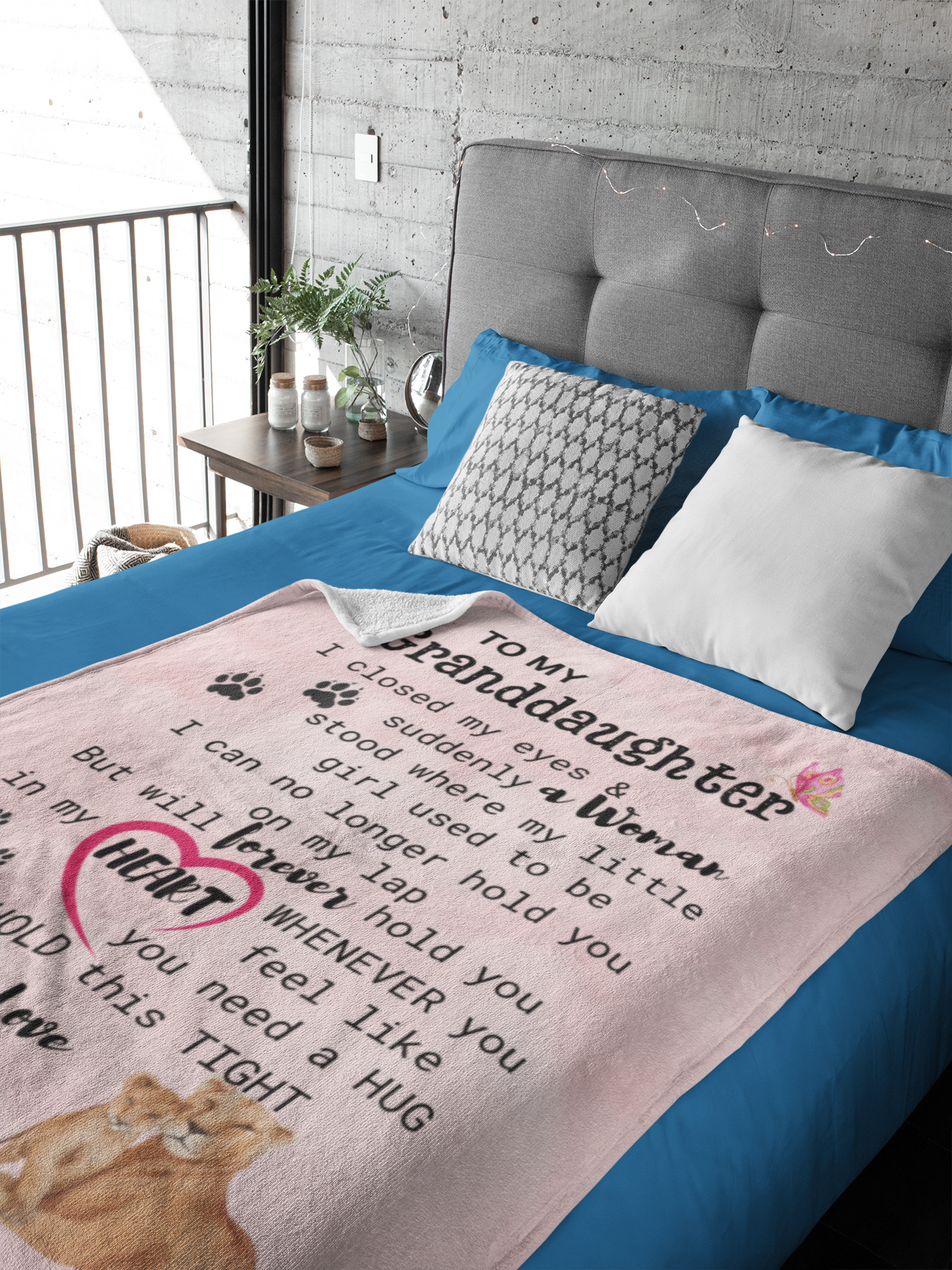 To My Granddaughter | Lion Cozy Plush Fleece Blanket - 30x40 | Granddaughter gift, Birthday gift, Gift from Grandma, Gift from Grandpa