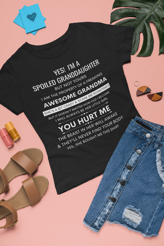 YES! I'm a Spoiled Granddaughter | Granddaughter t-shirt, Gift From Grandma, Funny Family Shirt